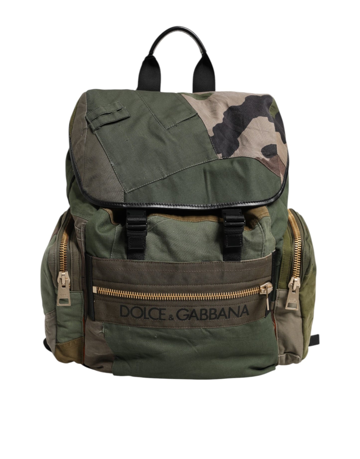 Dolce & Gabbana Militär Grün Patchwork Rucksack Rucksack Tasche