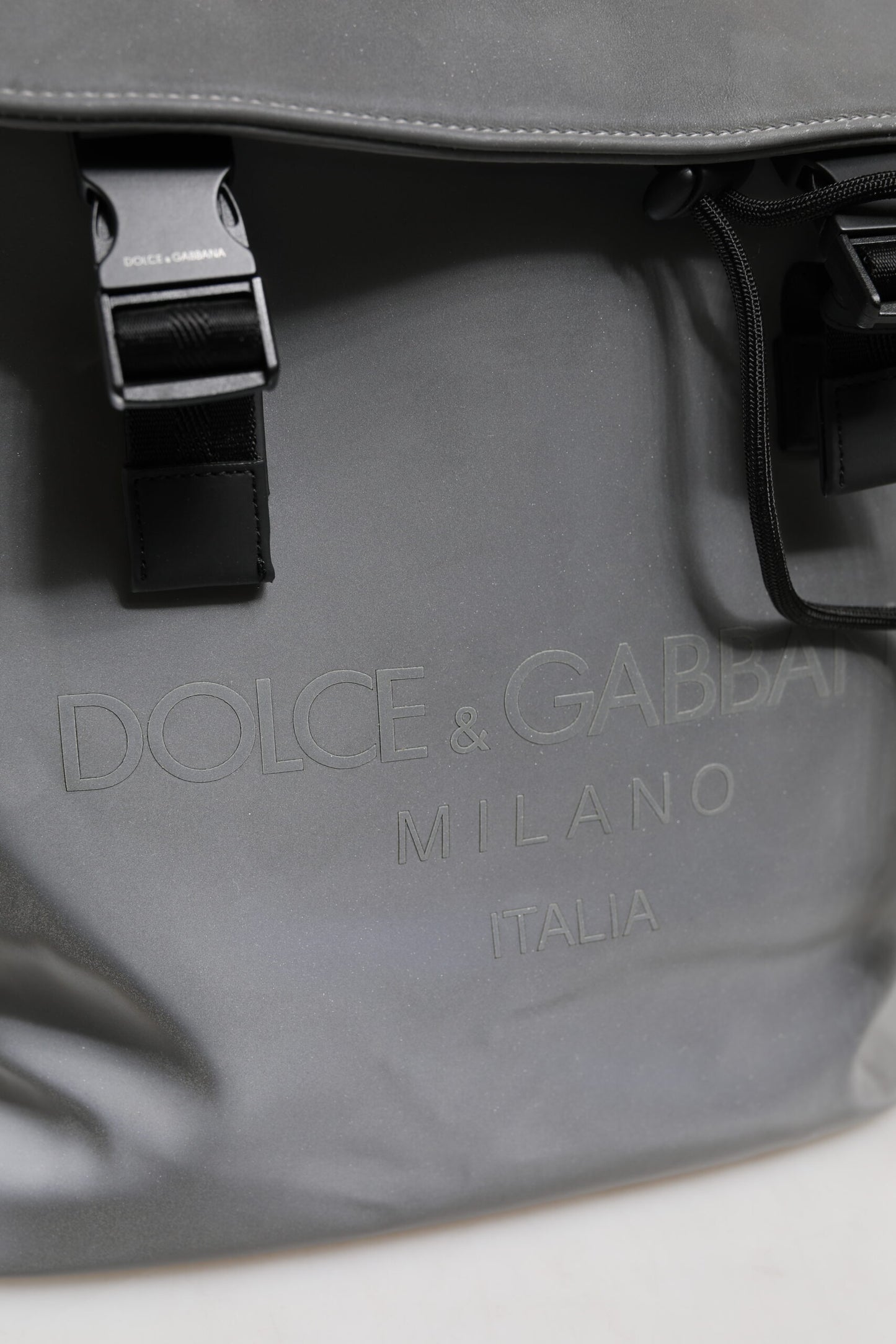 Dolce & Gabbana Grauer Palermo Reflektor Schnallen Kordelzug Rucksack Tasche