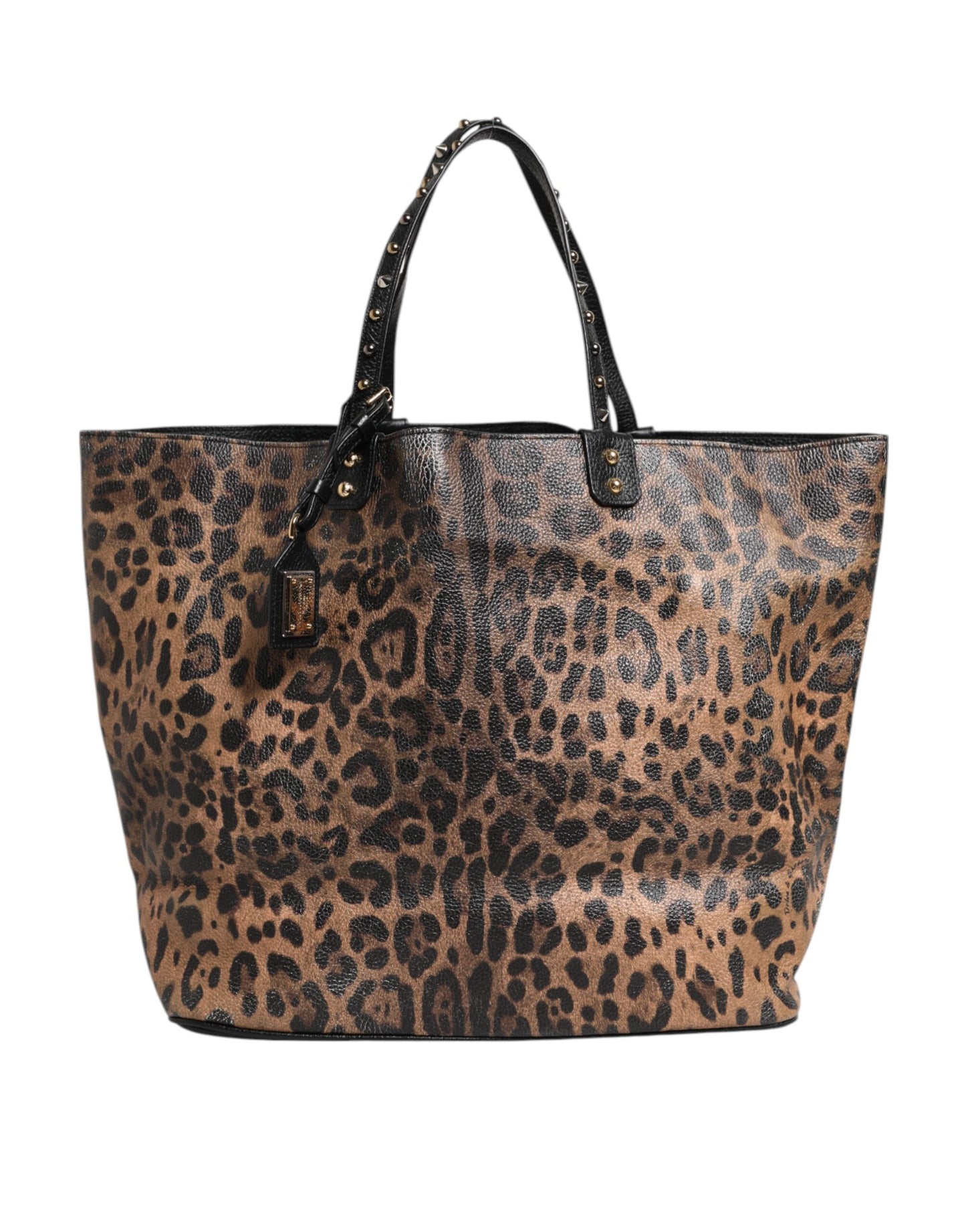 Dolce & Gabbana Braune Leopardentasche BEATRICE Leder mit Logo-Plakette Tote Bag