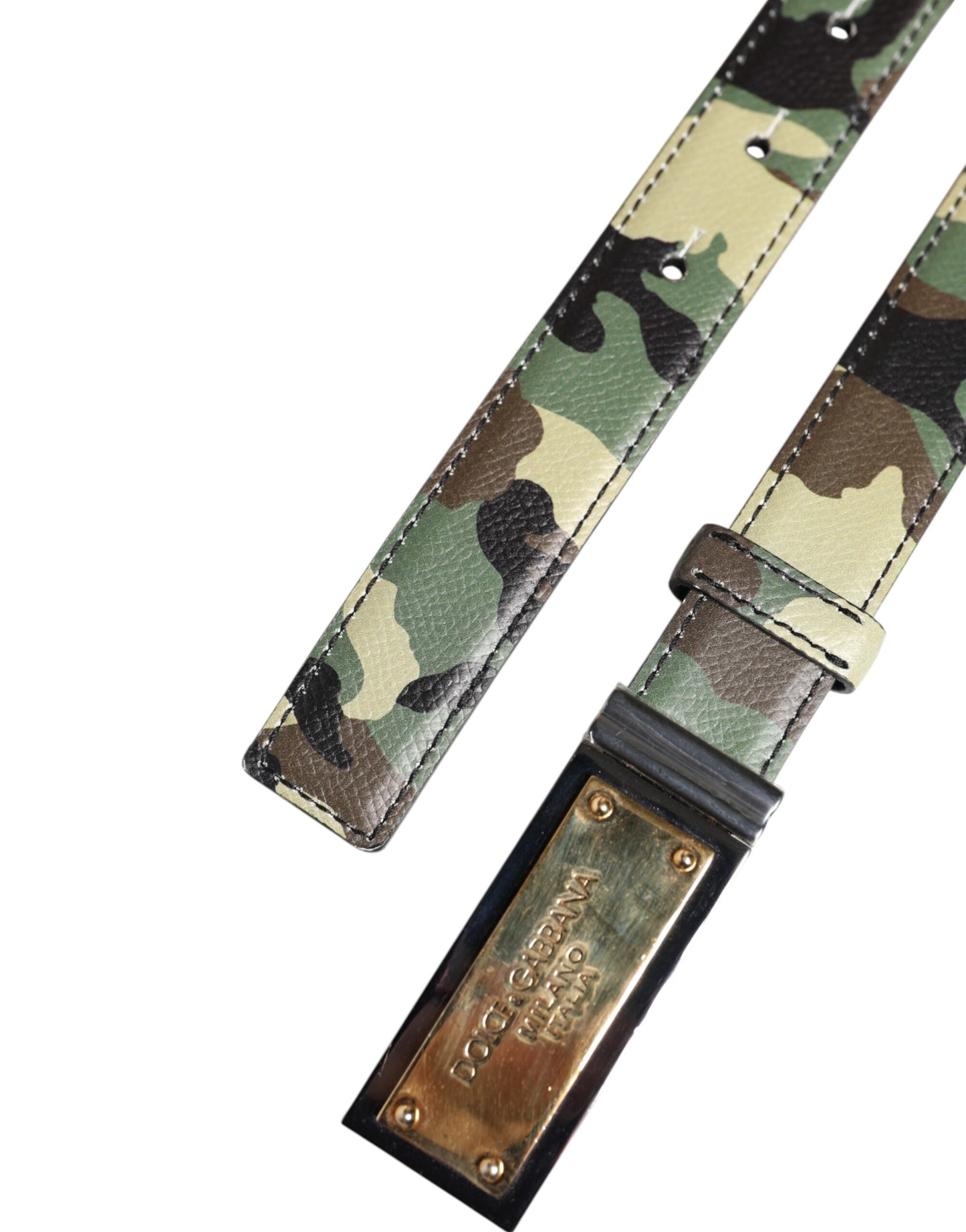 Dolce & Gabbana Multicolor Camouflage Metall Logo Schnalle Gürtel