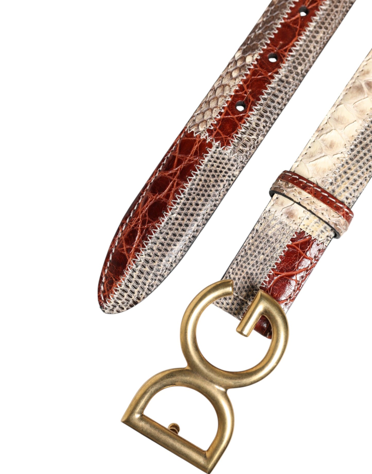 Dolce & Gabbana Multicolor Exotisches Leder DG Logo Schnalle Gürtel