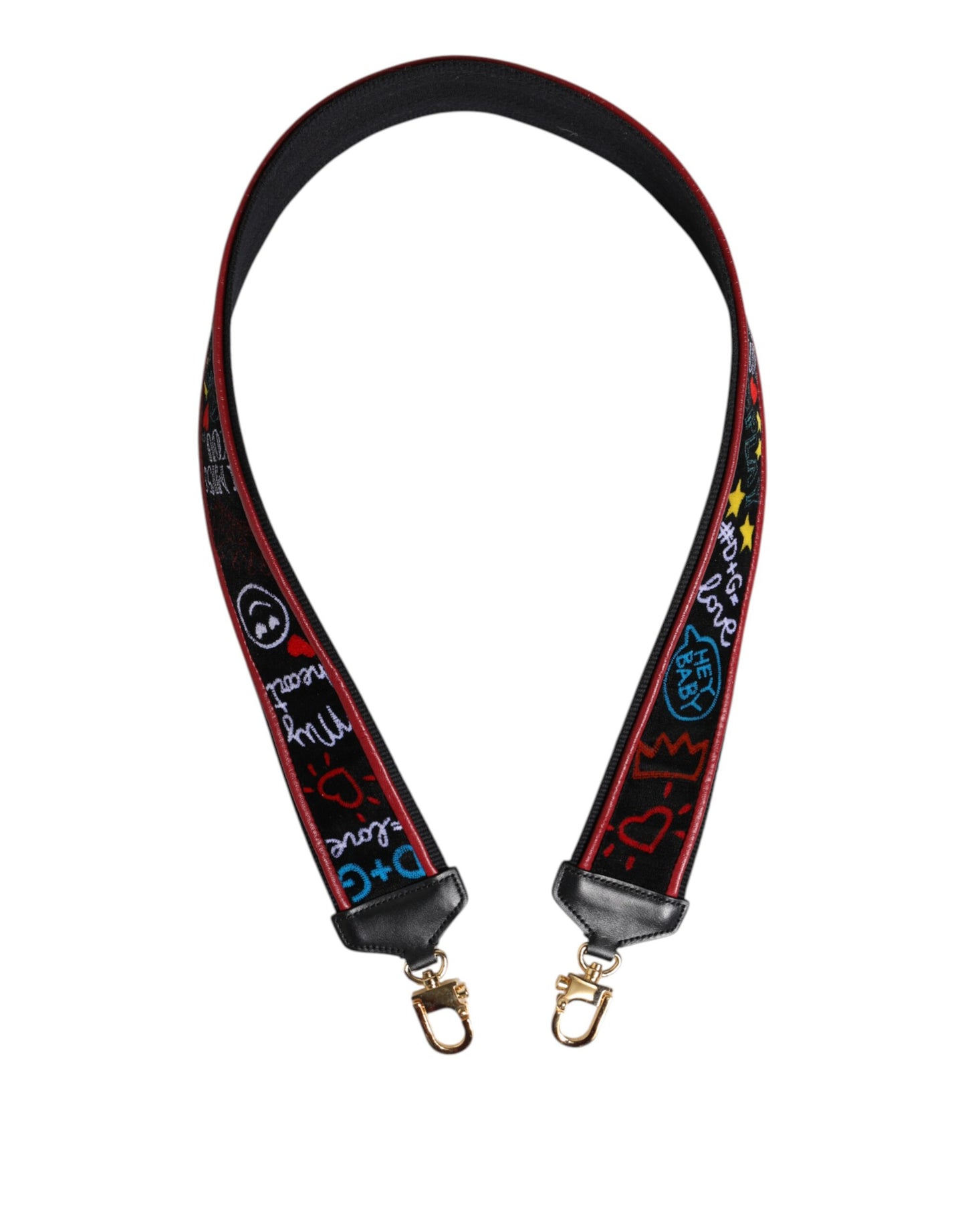 Dolce & Gabbana Schwarz Baumwolle Bedruckte Frauen Tasche Accessoire Schulterriemen