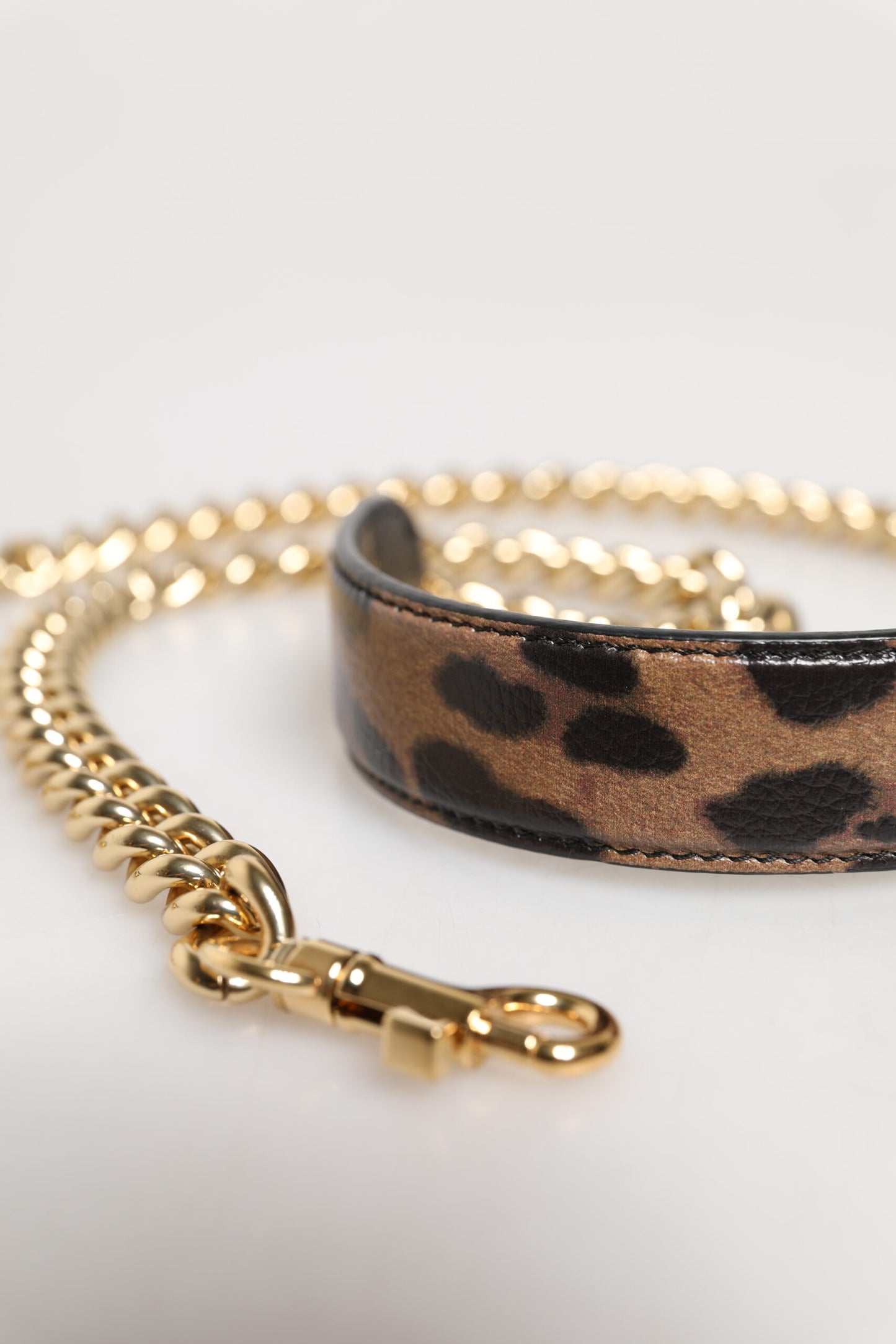 Dolce & Gabbana Braun Leopard Gold Messing Kette Accessoire Schulterriemen