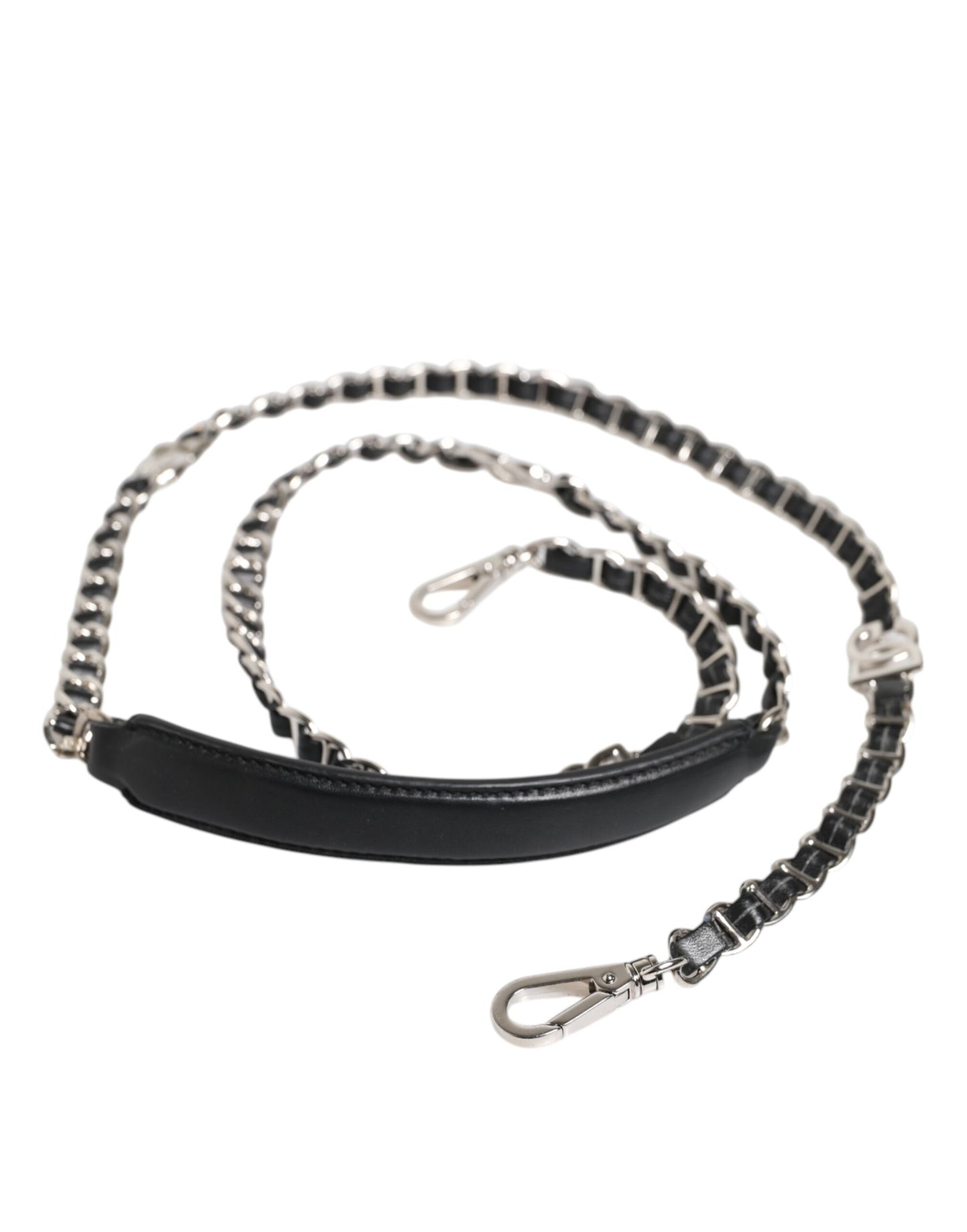 Dolce & Gabbana Schwarzes Leder DG Logo Kette Tasche Schulterriemen