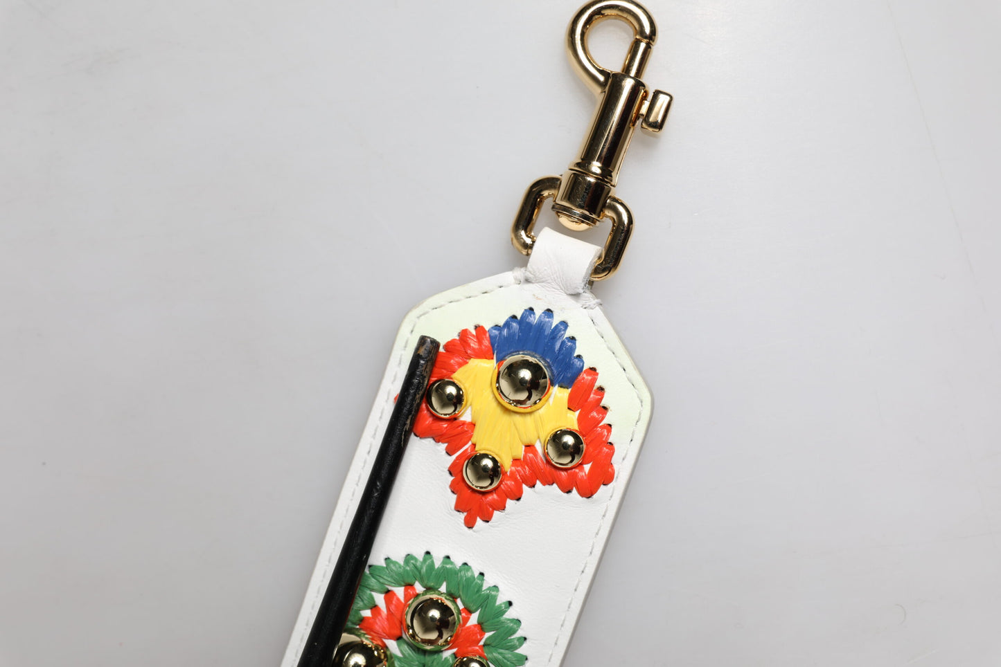 Dolce & Gabbana Weißes Kalbsleder Raffia besticktes Patchwork Schulterriemen