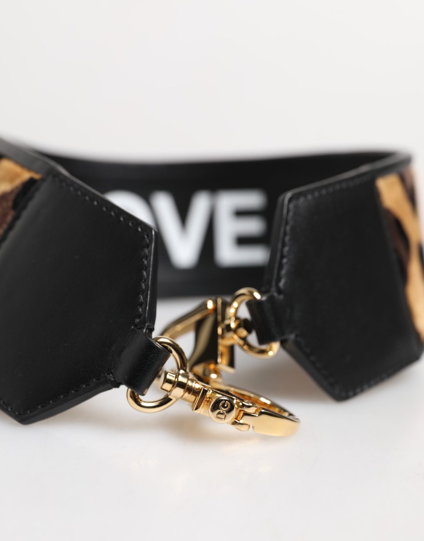 Dolce & Gabbana Schwarzer Leopardenprint Reversible Bag Schulterriemen