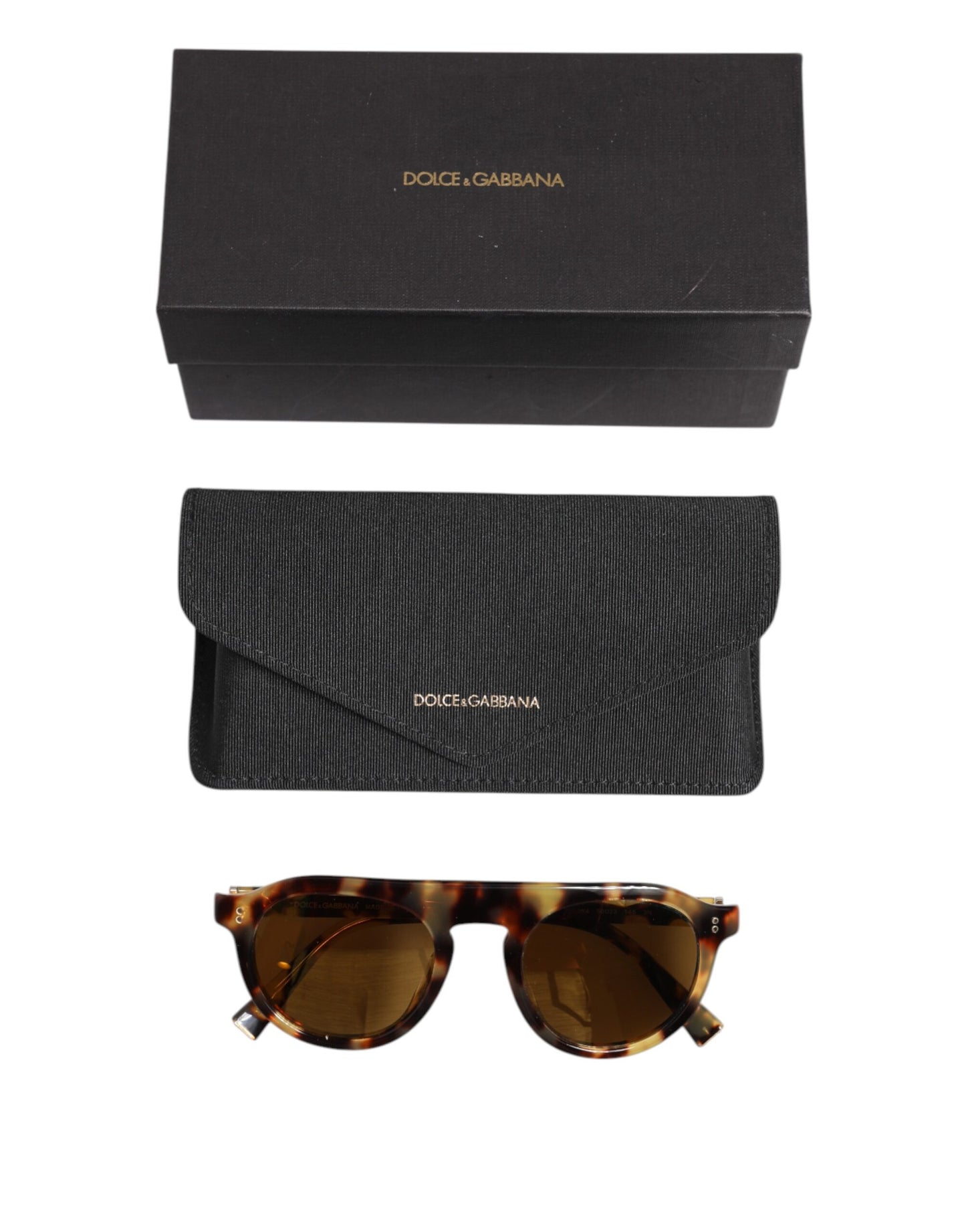 Dolce & Gabbana Braune Acetat-Sonnenbrille mit Leopardenmuster