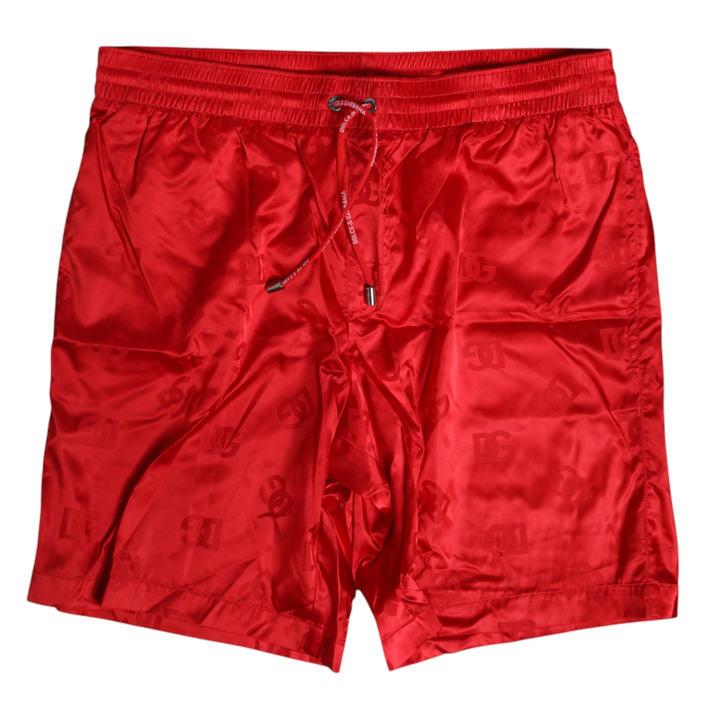 Dolce & Gabbana Rotes Nylon Kordelzug Beachwear Shorts Bademode
