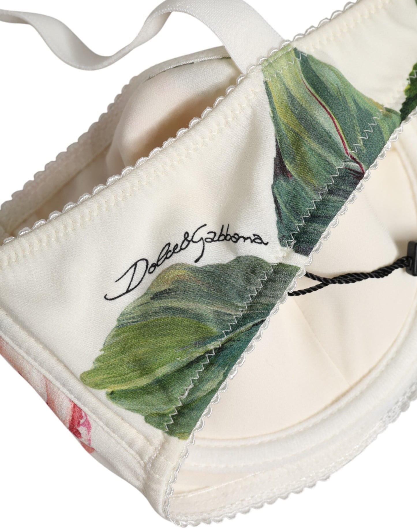 Dolce & Gabbana Weißer geblümter Balconette-BH mit Bügeln Unterwäsche