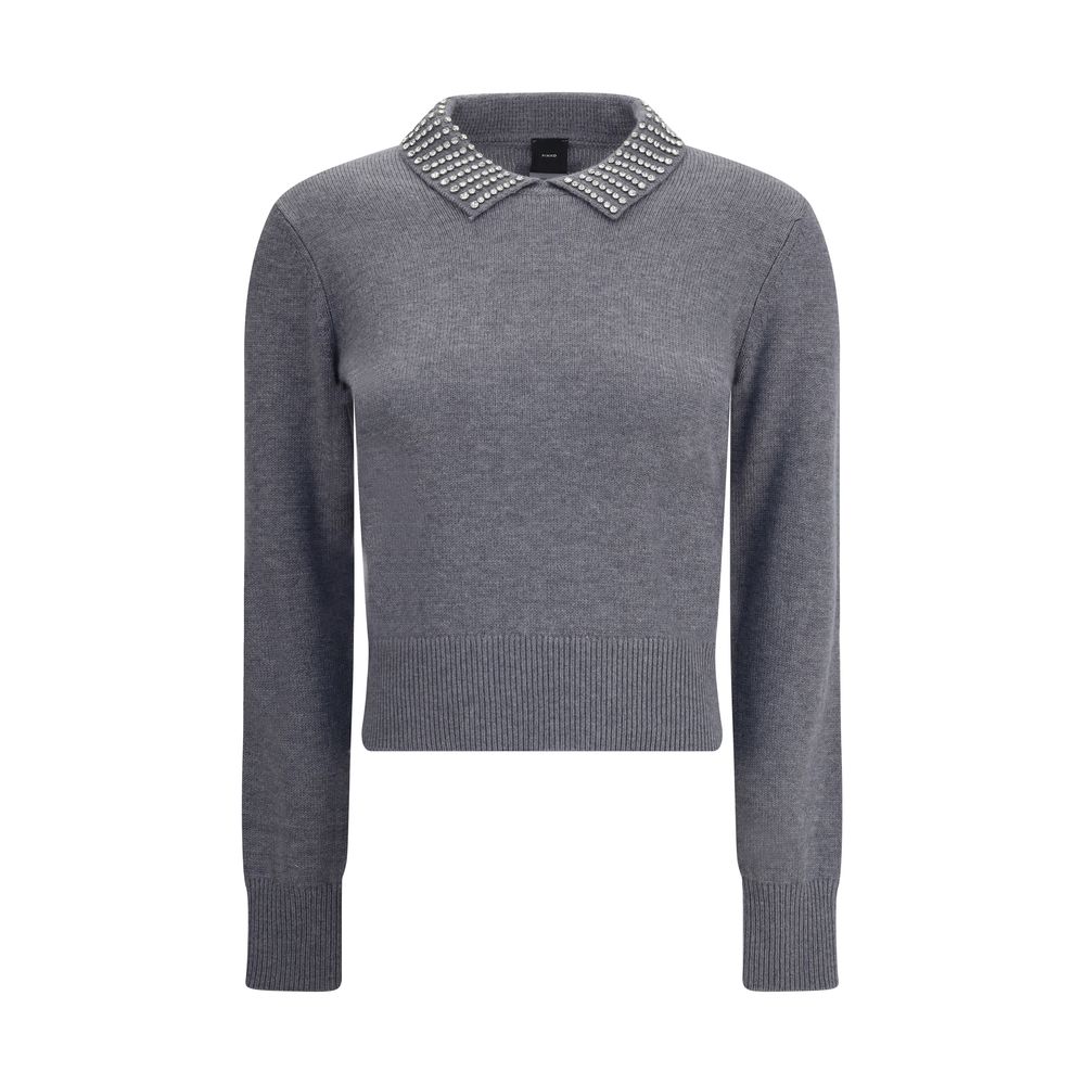 PINKO Pullover mit strassbesetztem Kragen