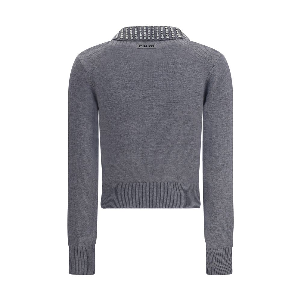 PINKO Pullover mit strassbesetztem Kragen