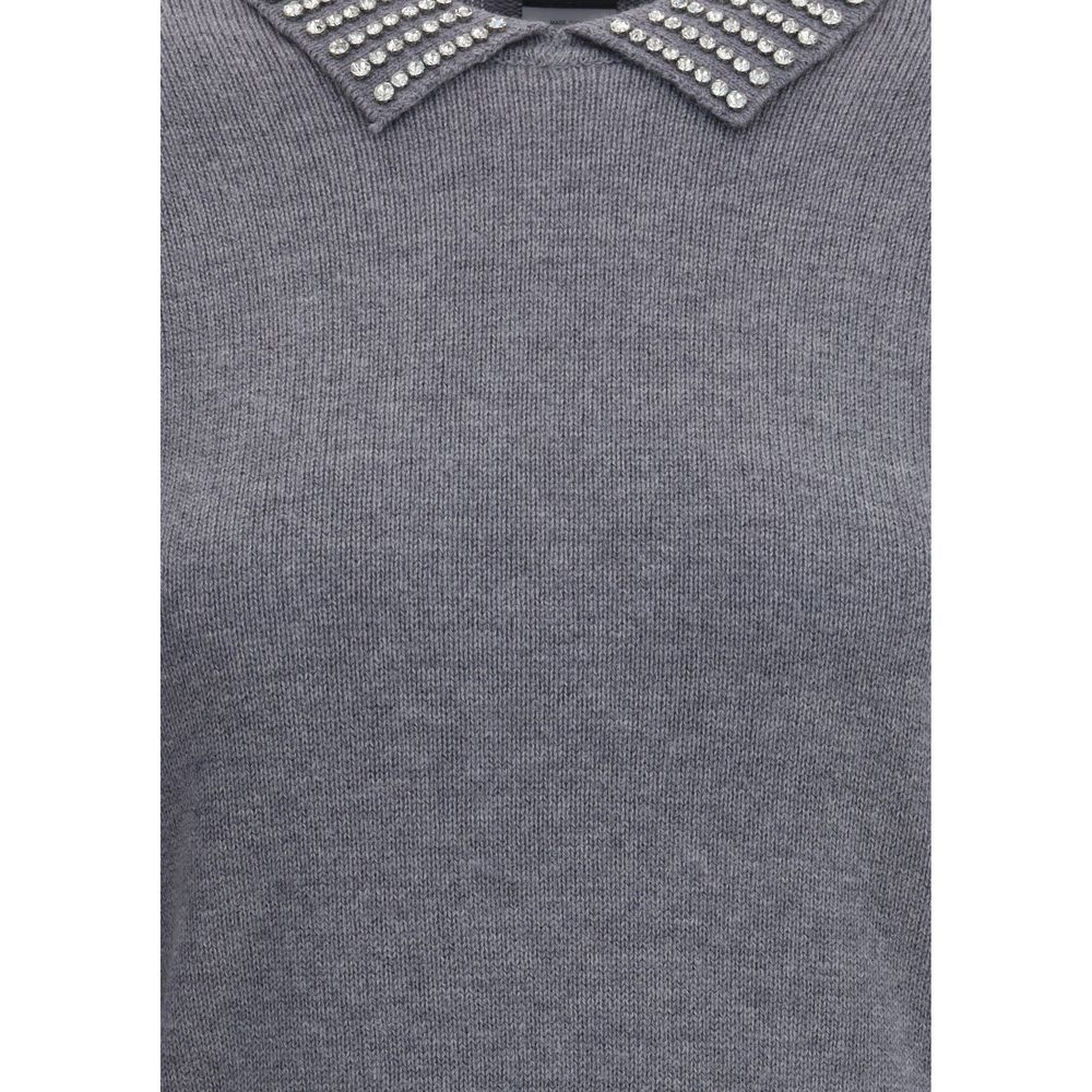 PINKO Pullover mit strassbesetztem Kragen