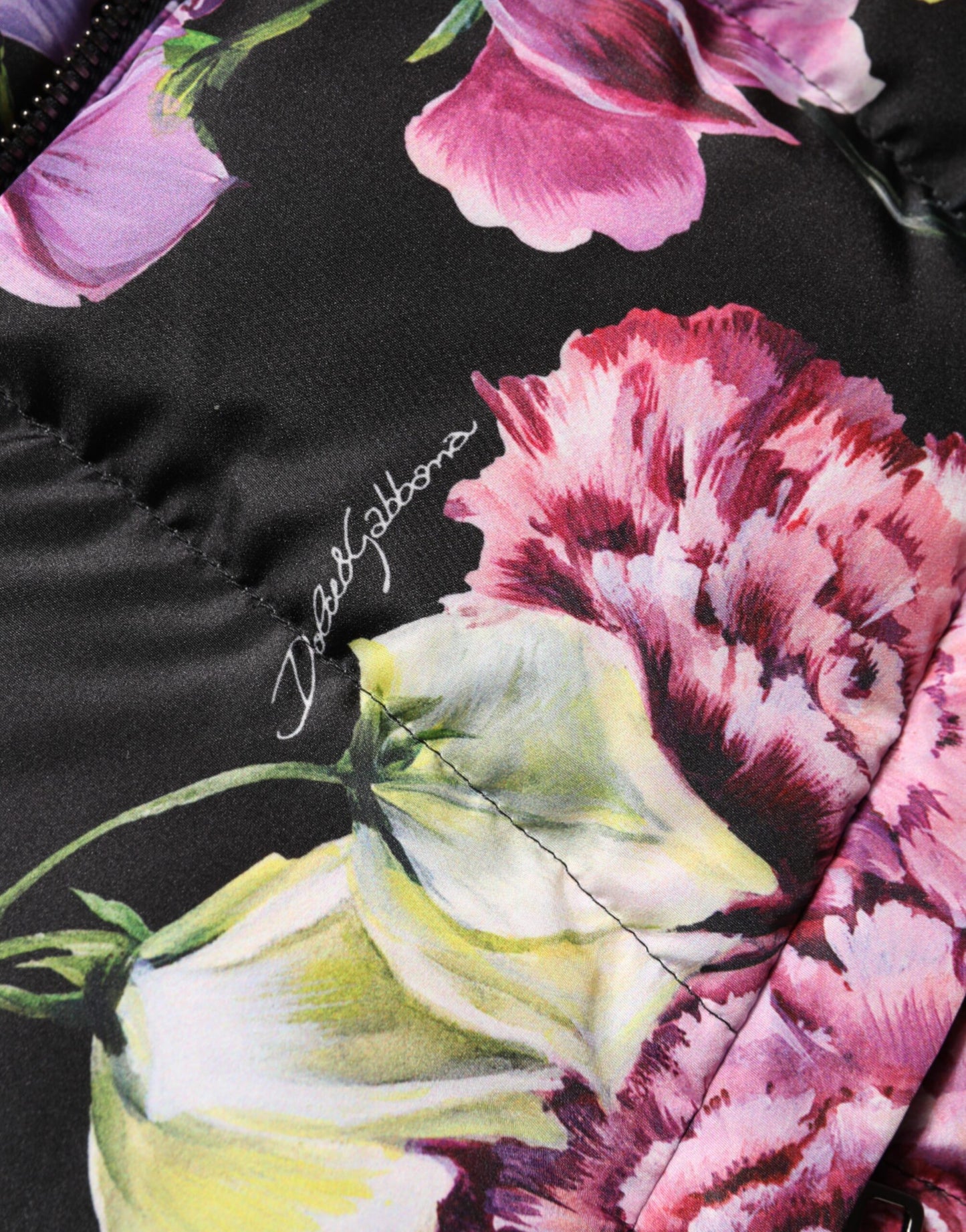 Dolce & Gabbana Multicolor Floral Puffer Steppjacke mit Kapuze