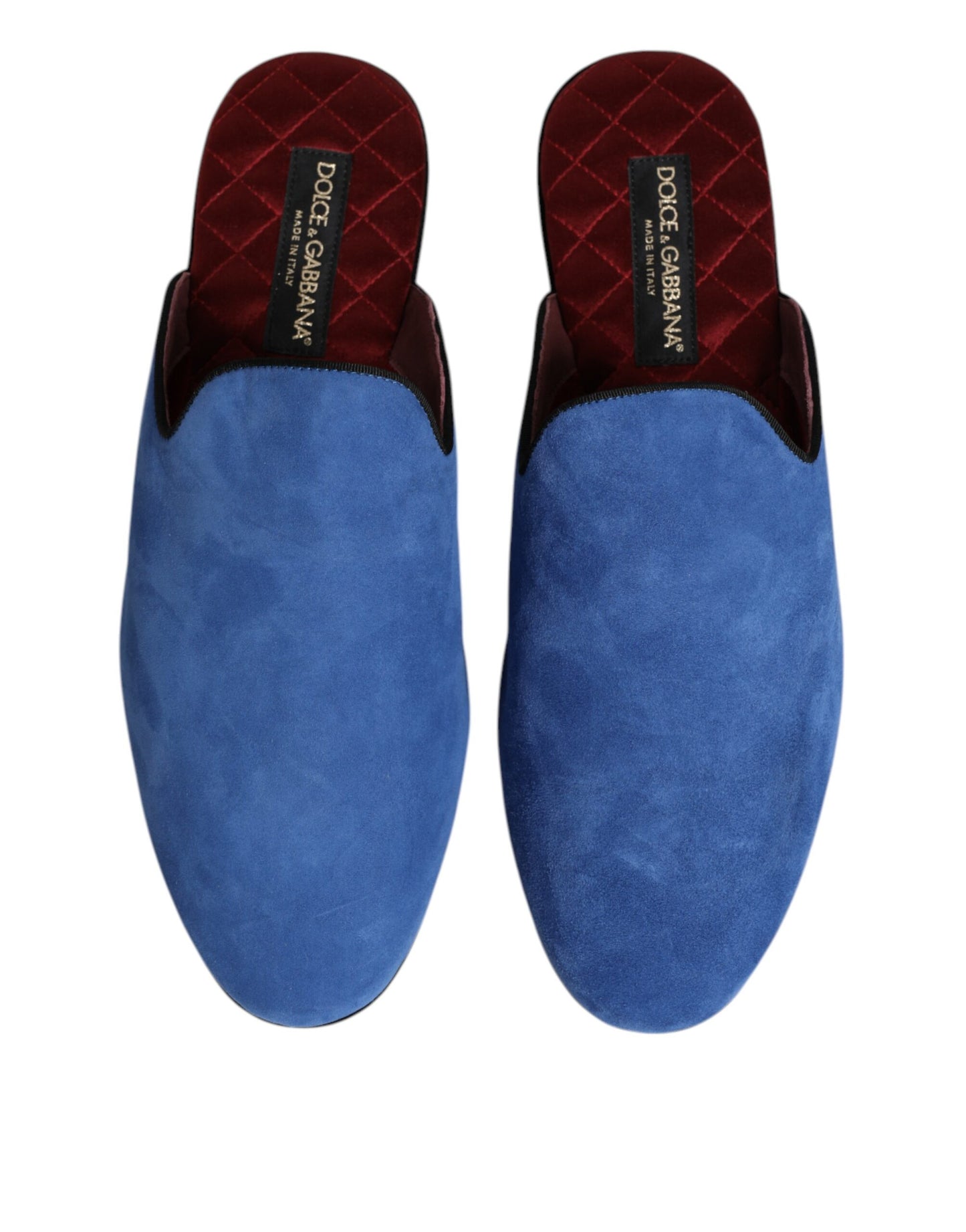 Dolce & Gabbana Blaue Wildleder Capra Slides Flache Slipper Schuhe