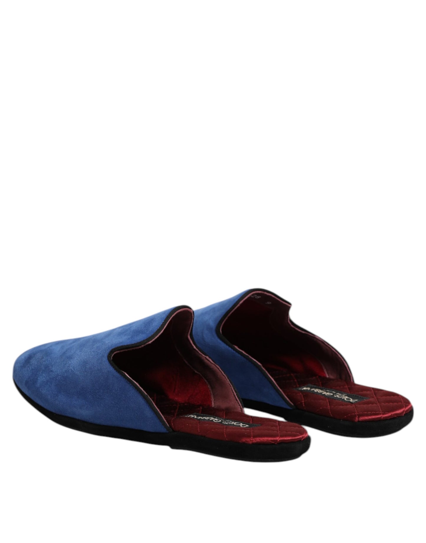 Dolce & Gabbana Blaue Wildleder Capra Slides Flache Slipper Schuhe