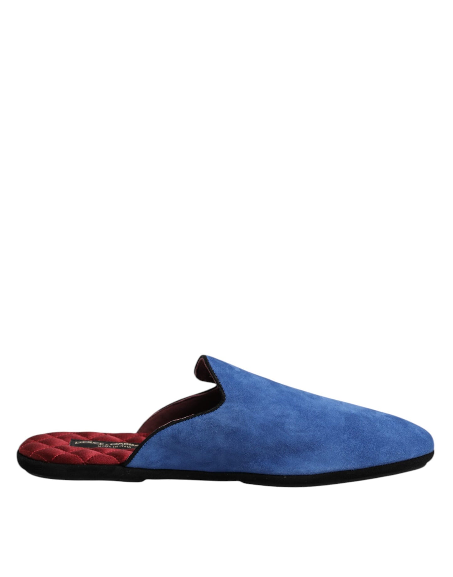 Dolce & Gabbana Blaue Wildleder Capra Slides Flache Slipper Schuhe