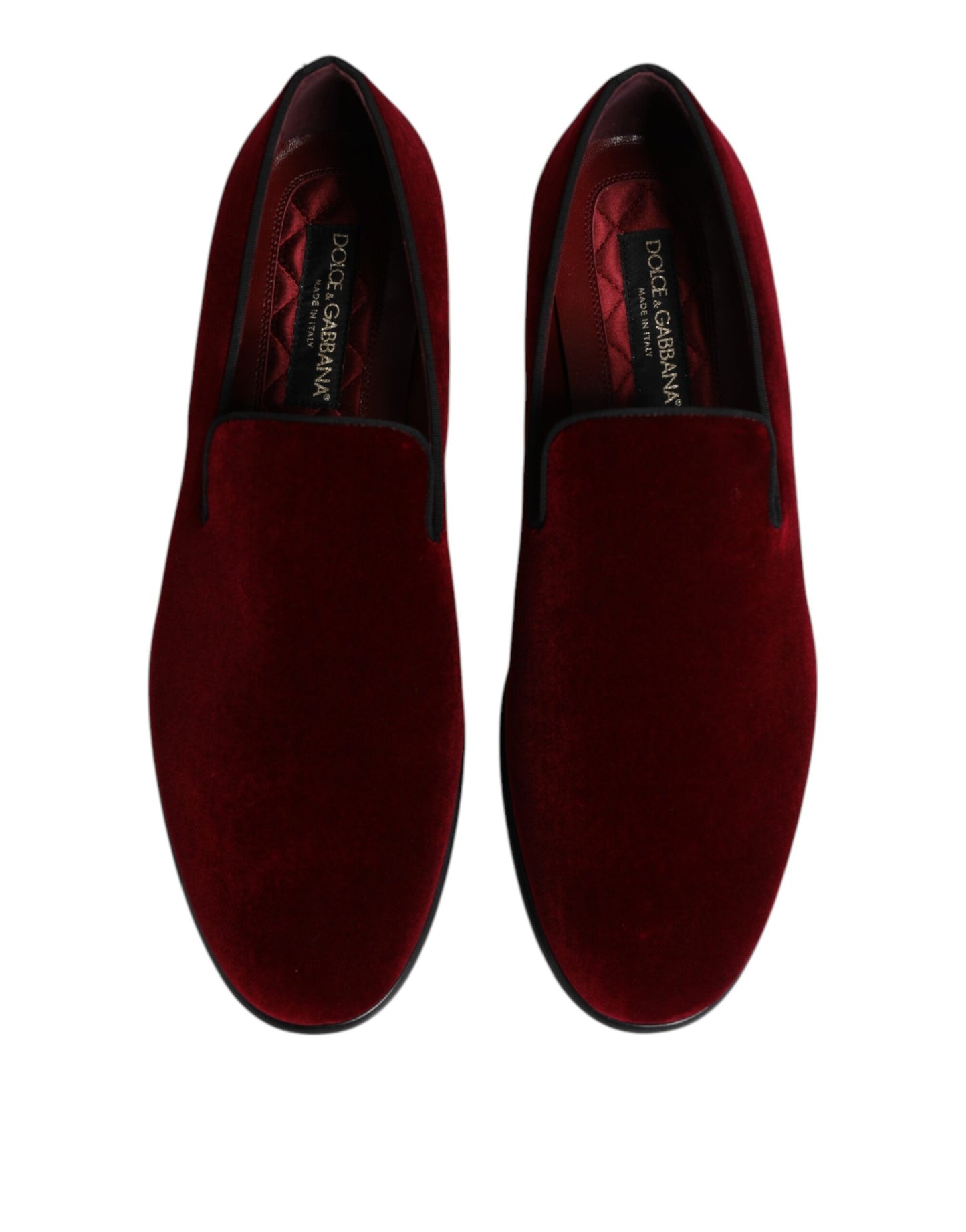 Dolce & Gabbana Rote Baumwolle Samt Slip On Loafers Formelle Schuhe