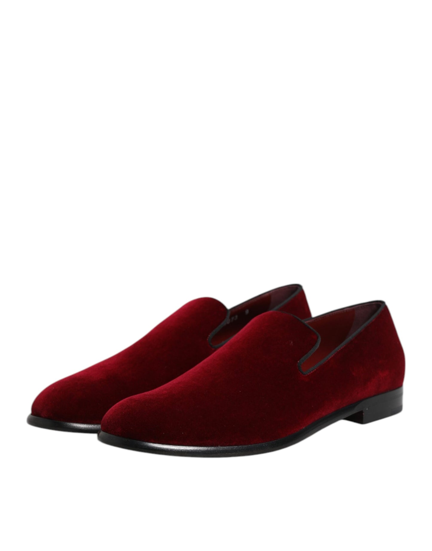 Dolce & Gabbana Rote Baumwolle Samt Slip On Loafers Formelle Schuhe