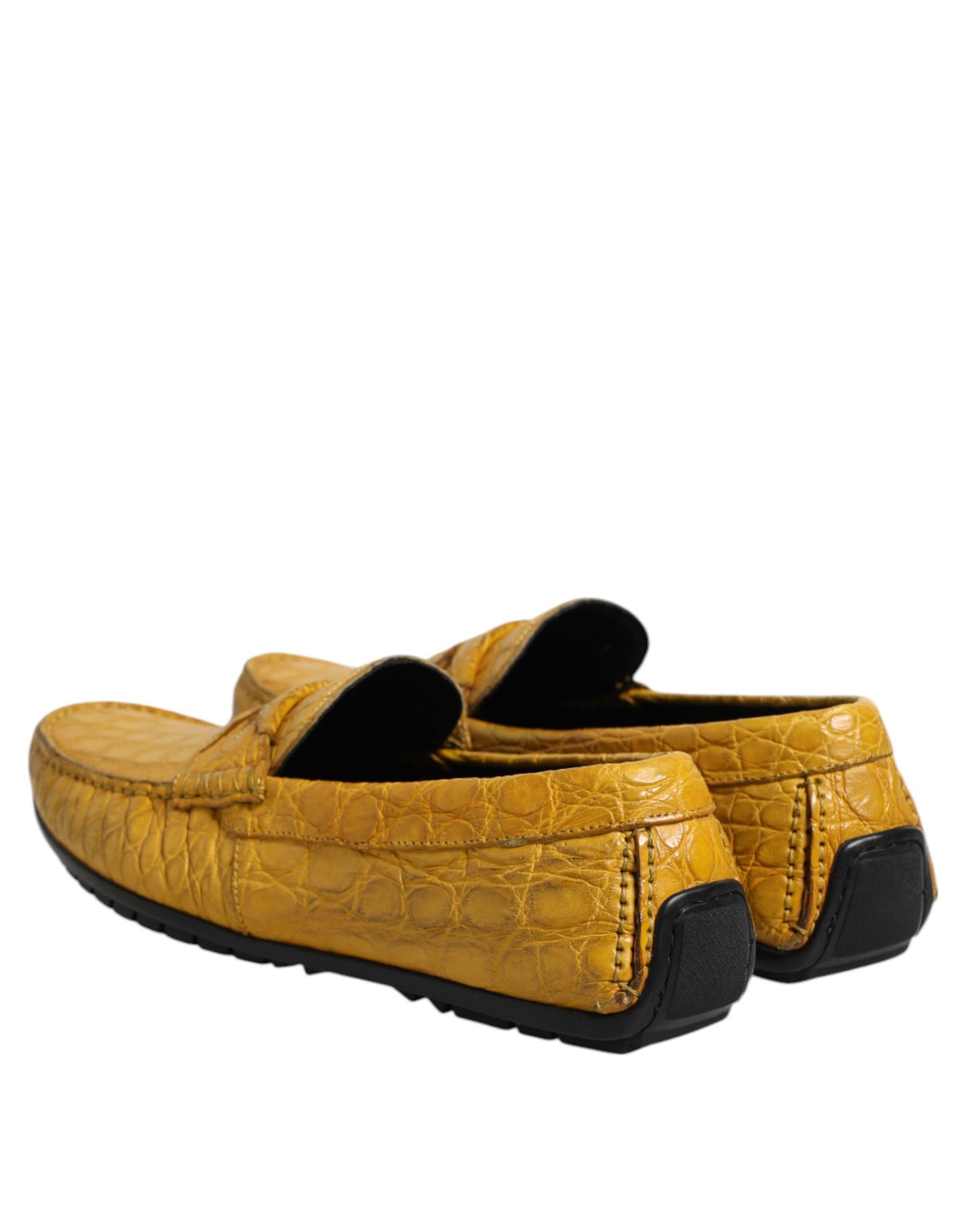 Dolce & Gabbana Gelbe Exotische Leder Loafers Slip On Schuhe