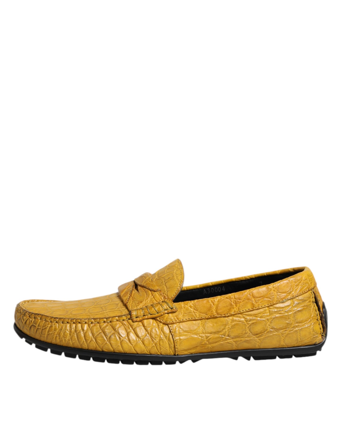 Dolce & Gabbana Gelbe Exotische Leder Loafers Slip On Schuhe