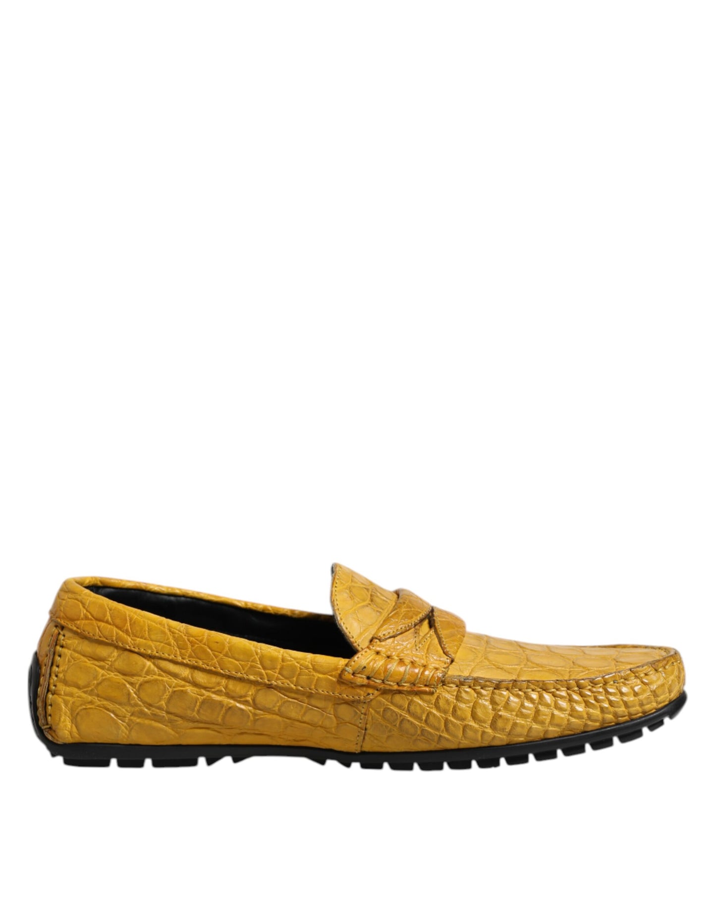 Dolce & Gabbana Gelbe Exotische Leder Loafers Slip On Schuhe