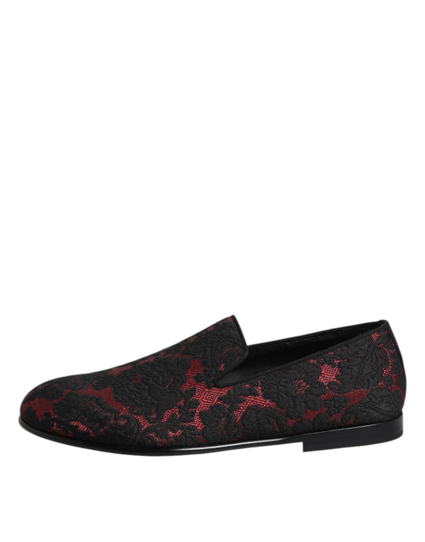 Dolce & Gabbana Rot Schwarz Jacquard Slip On Männer Loafers Schuhe