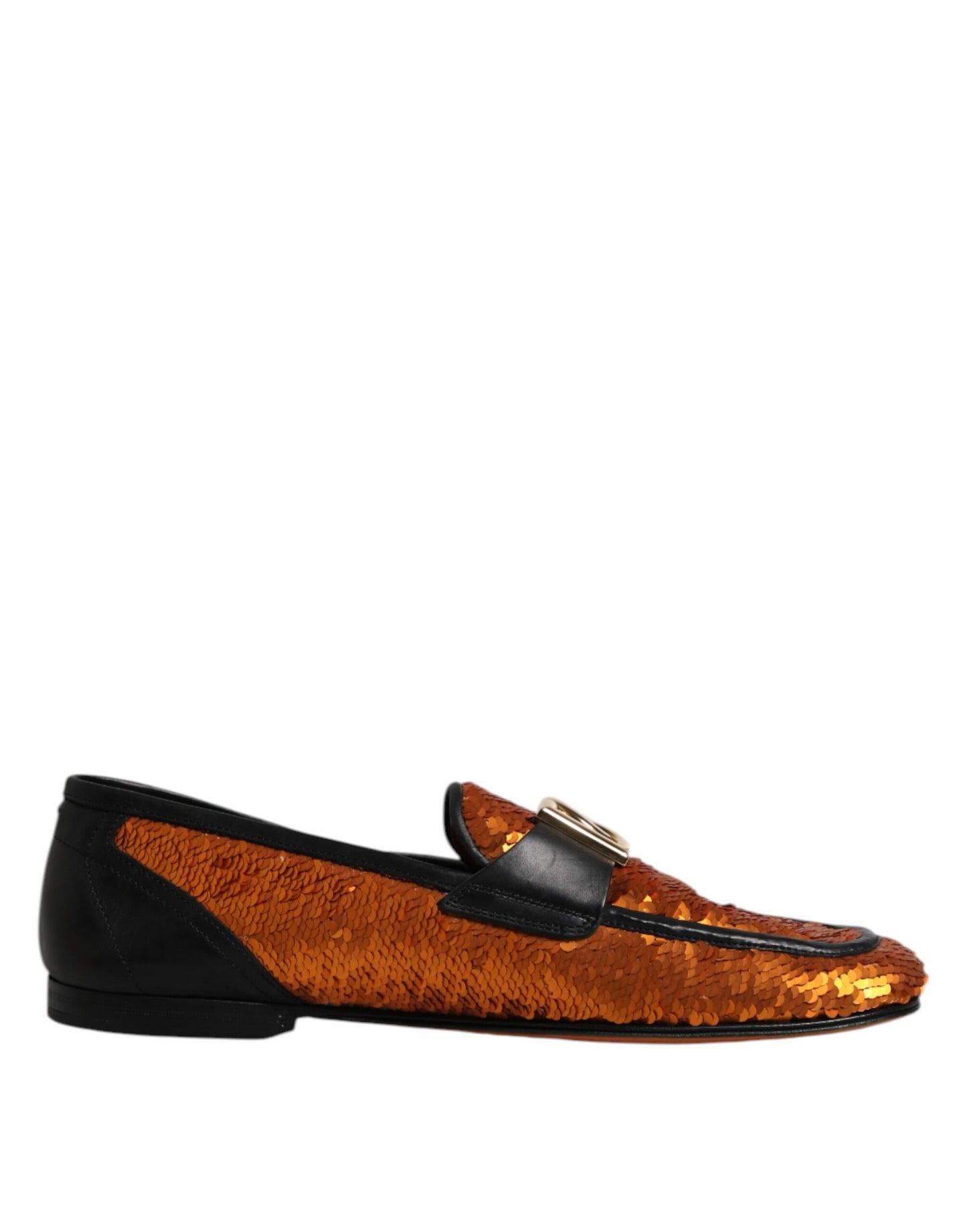 Dolce & Gabbana Orange Pailletten verschönert Männer Loafers Schuhe