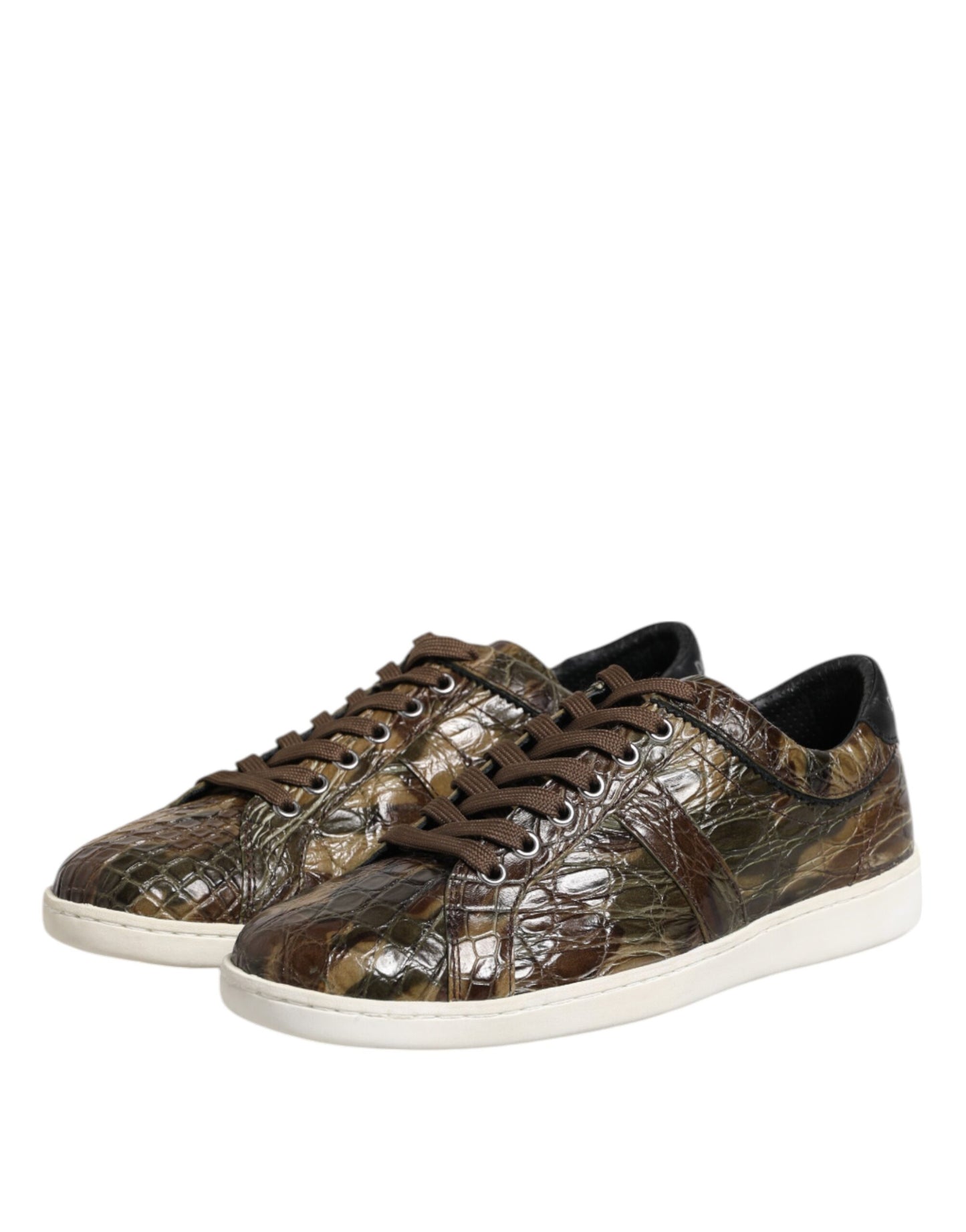 Dolce & Gabbana Braune Exotische Leder Low Top Sneakers Schuhe