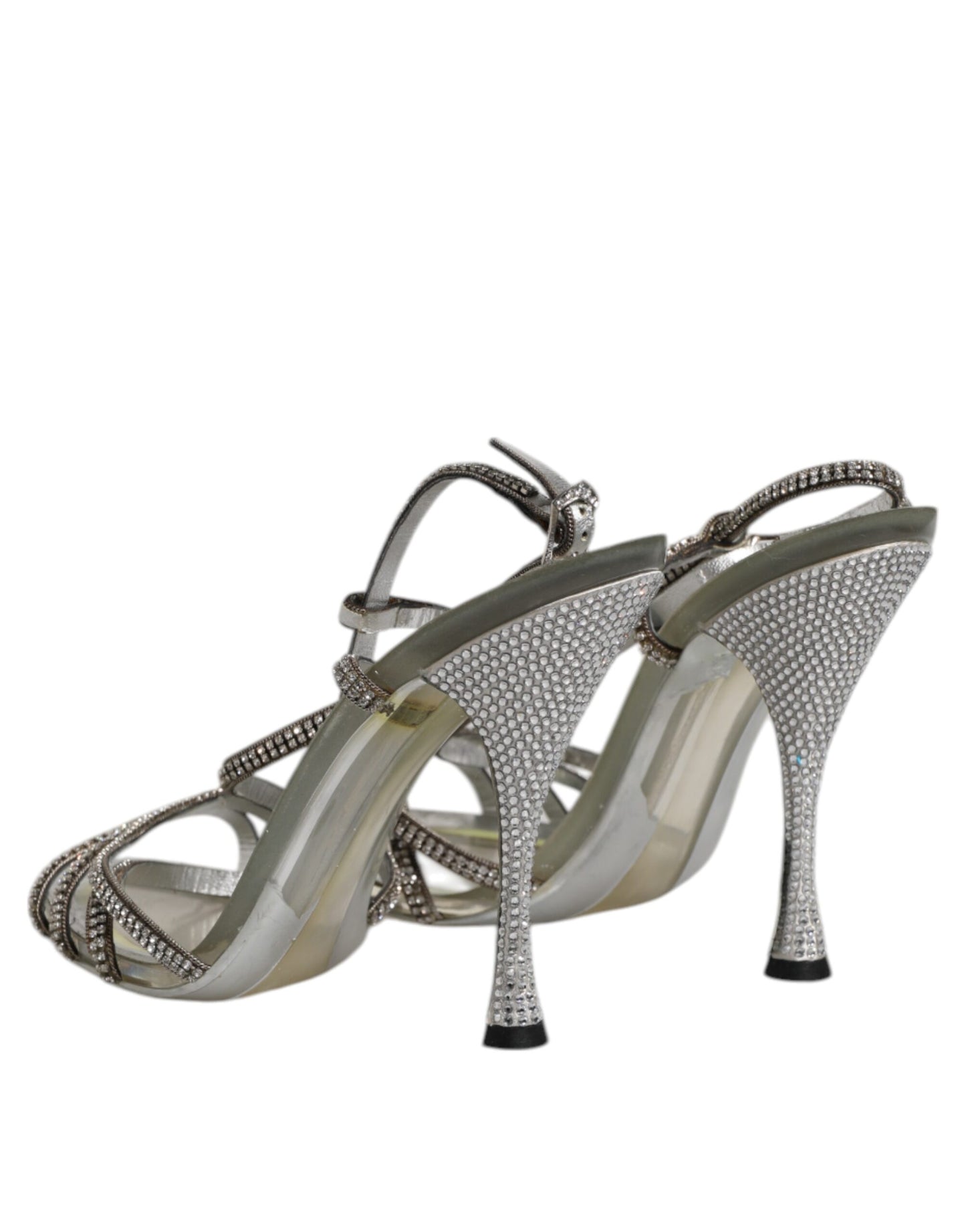 Dolce & Gabbana Silber Strass Knöchelriemen Heels Sandalen Schuhe