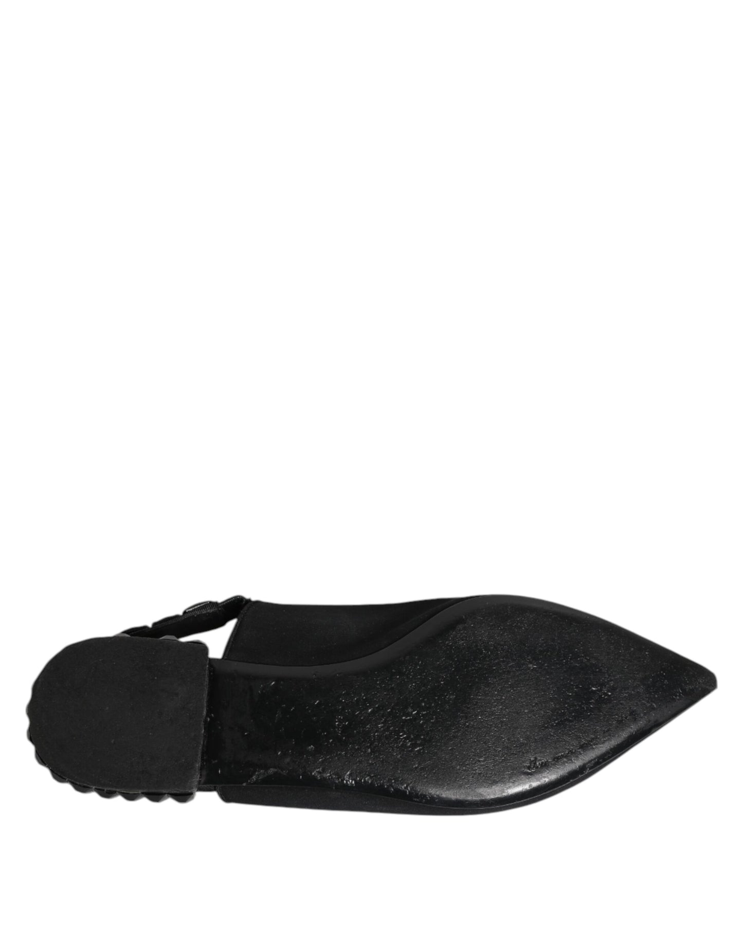 Dolce & Gabbana Schwarzer Kristall Charmeuse Slingback Schuhe