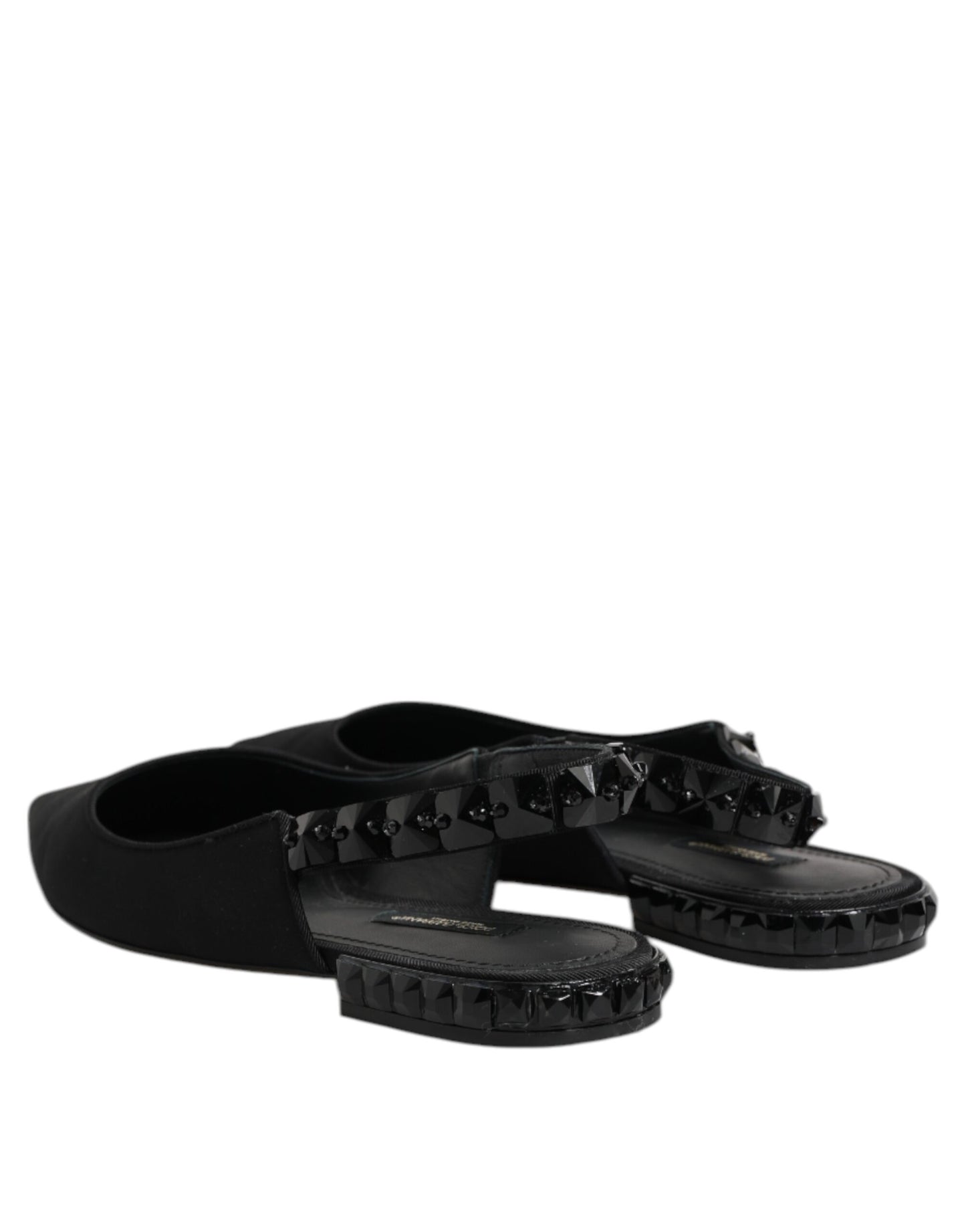 Dolce & Gabbana Schwarzer Kristall Charmeuse Slingback Schuhe