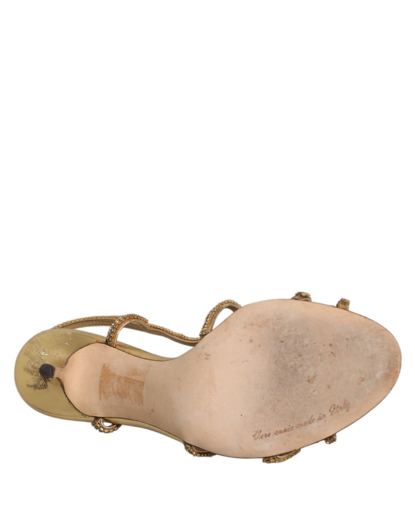 Dolce & Gabbana Gold Strass Knöchel Strap Heels Sandalen Schuhe