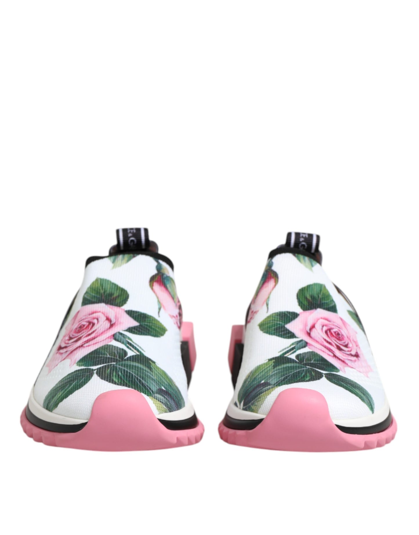 Dolce & Gabbana Weiß Rose Print Sorrento Turnschuhe Schuhe