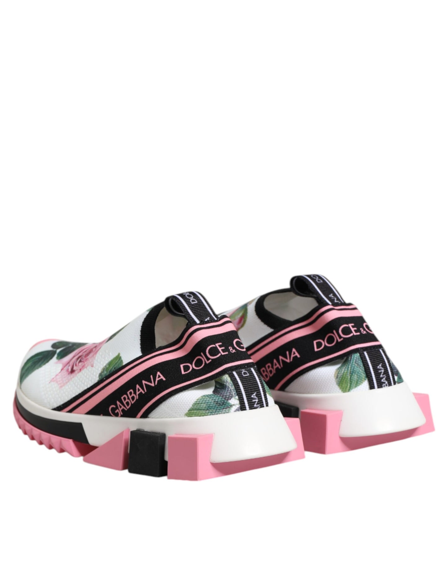 Dolce & Gabbana Weiß Rose Print Sorrento Turnschuhe Schuhe