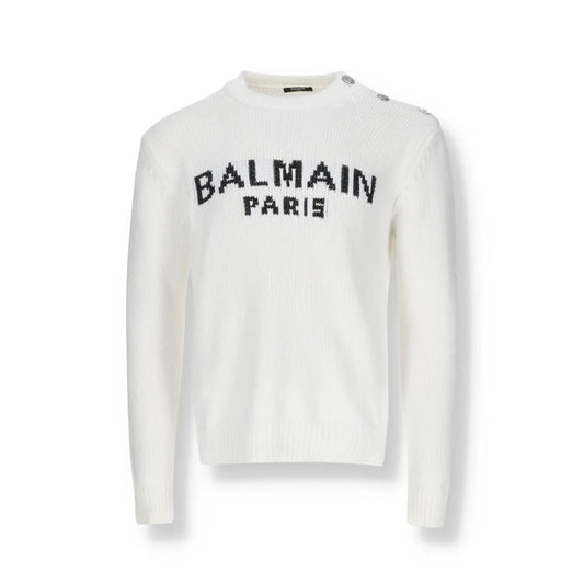 Balmain Baumwoll-Sweatshirt in Reinweiß