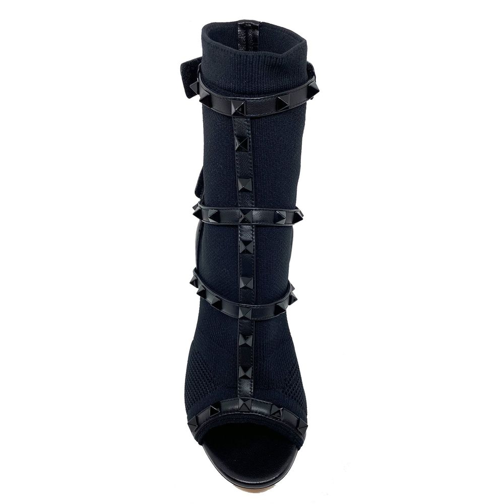 Valentino Garavani Schwarze Leder-Stilettosandalen