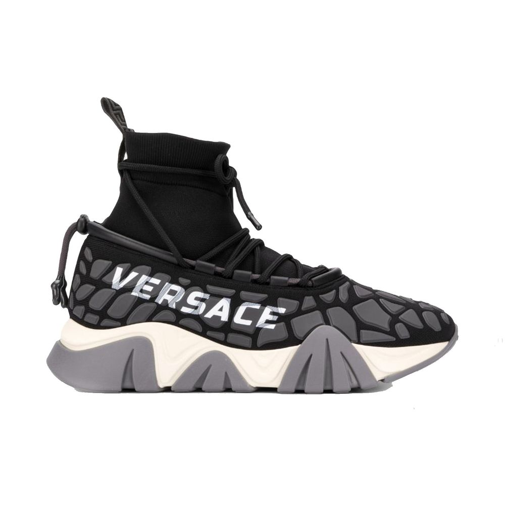 Versace Schwarze Stoff-Sportschuhe