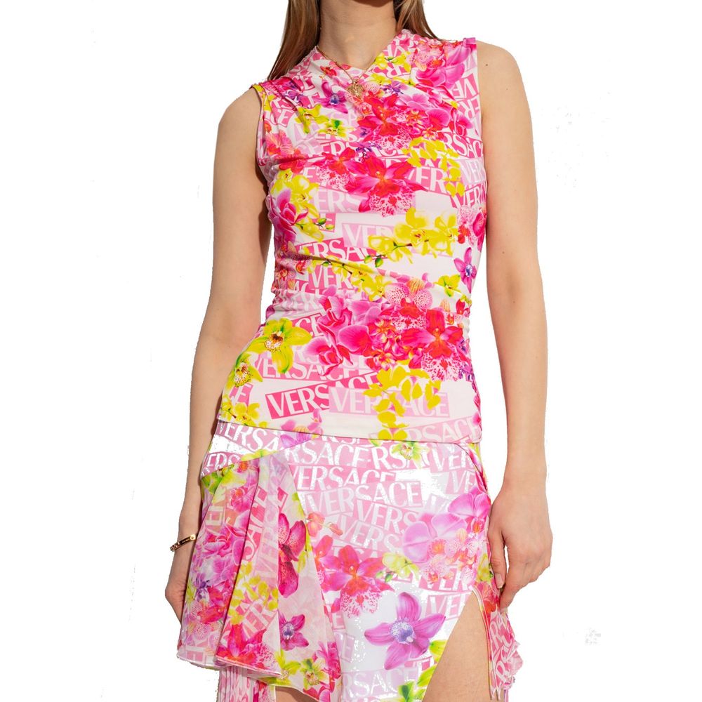 Versace Ärmelloses bedrucktes Top