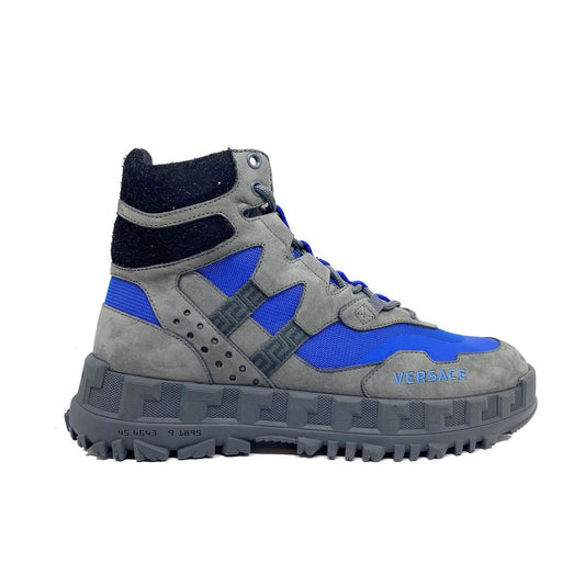 Versace Graue Schnürstiefel aus Leder
