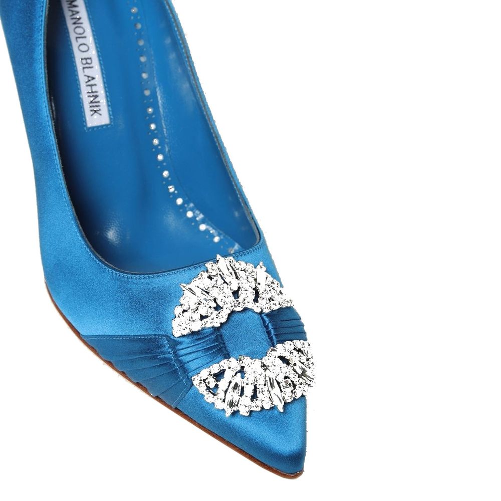 Manolo Blahnik Seidenpumps mit hohem Absatz in Blau