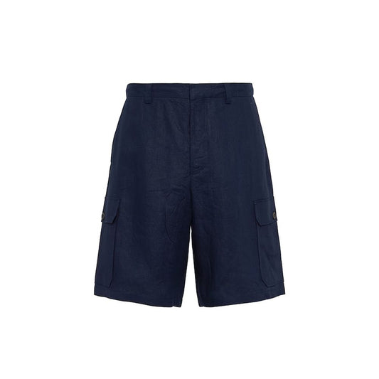 Prada Blaue Leinen-Bermuda-Shorts