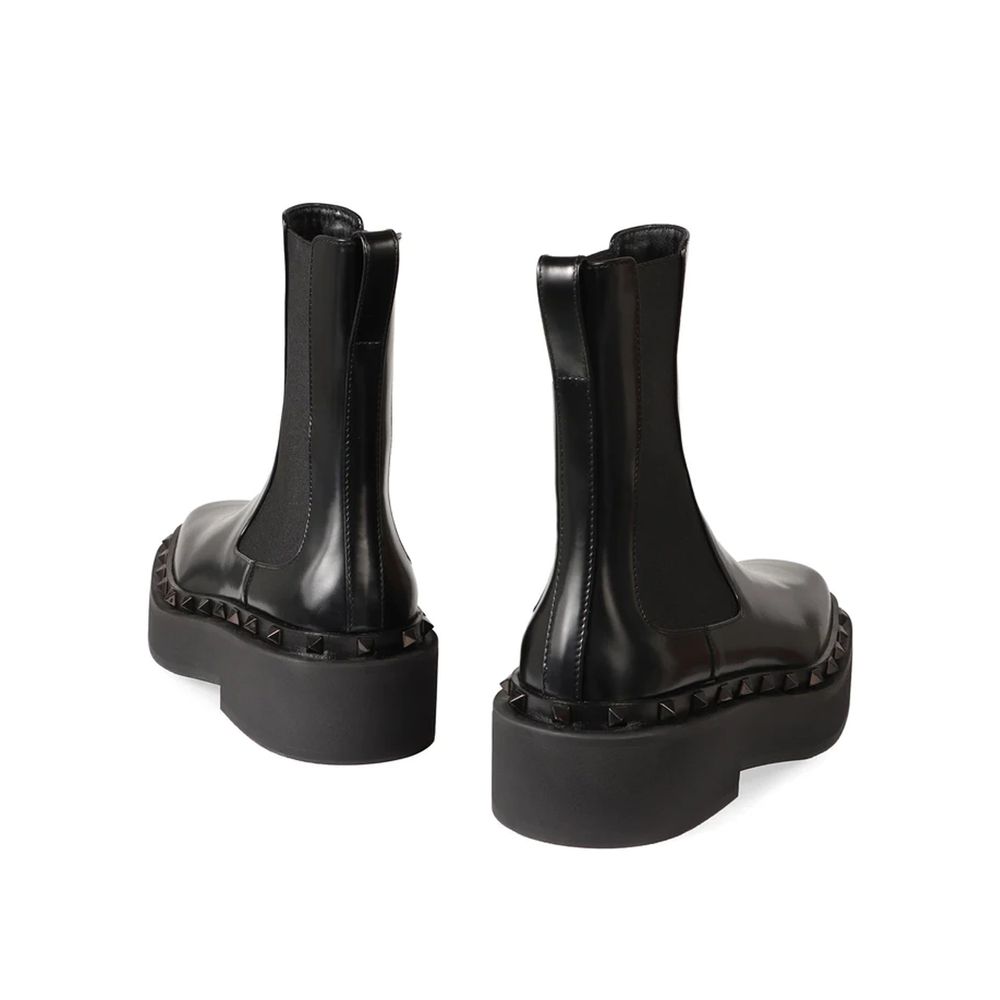 Valentino Garavani Schwarze Chelsea-Stiefel aus Kalbsleder