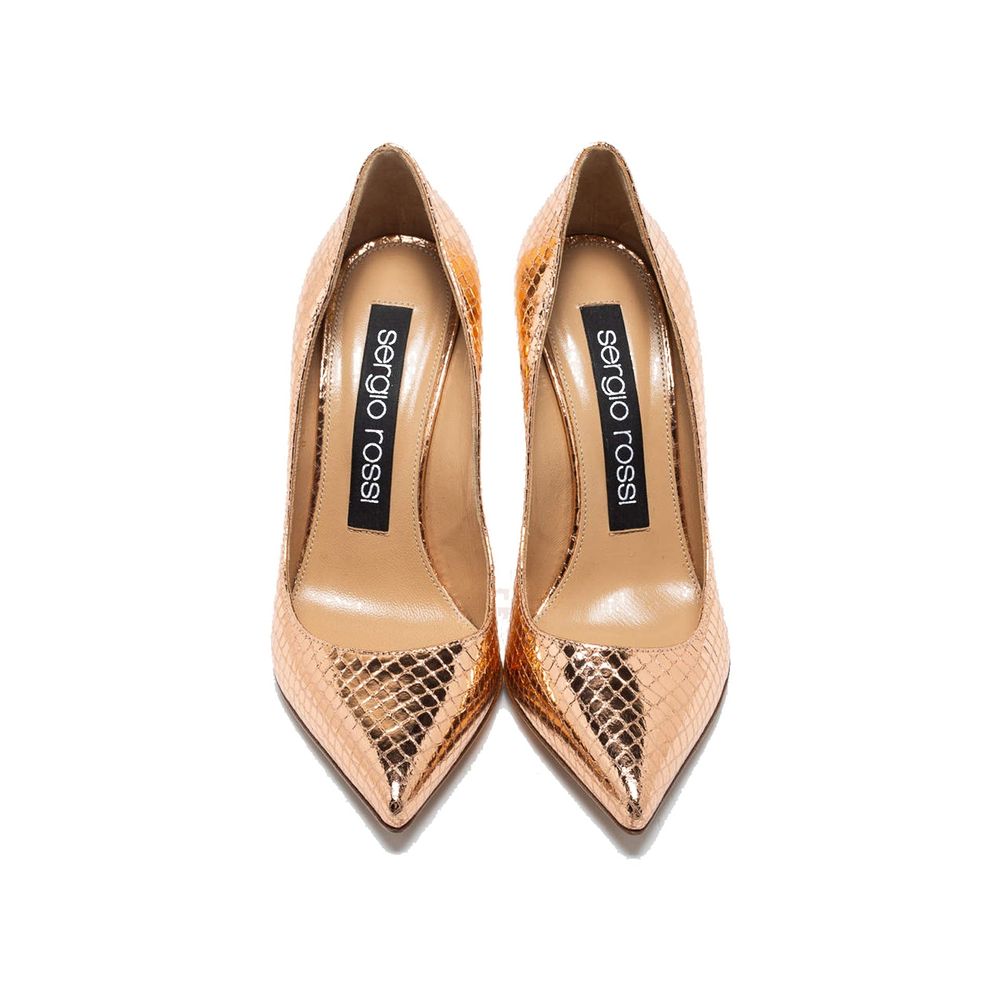 Sergio Rossi Rose Goldene Kalbsleder-Pumps mit hohem Absatz