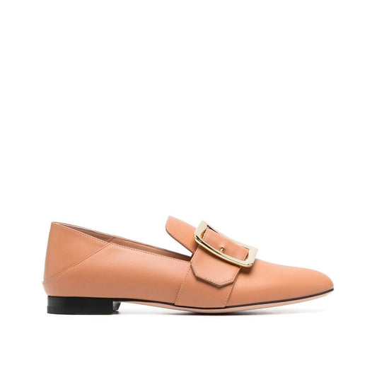 Bally Beigefarbene Slip-On-Loafer aus Kalbsleder