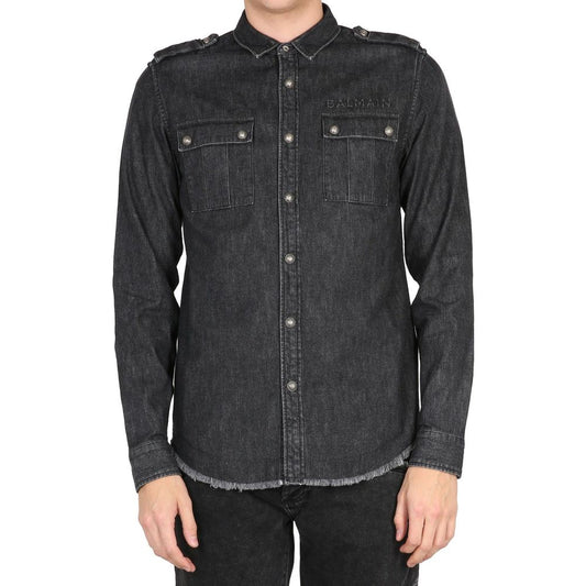 Balmain Schwarzes Jeanshemd