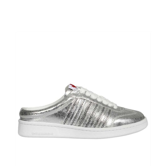 Dsquared² Silberne Sneakers aus Kalbsleder