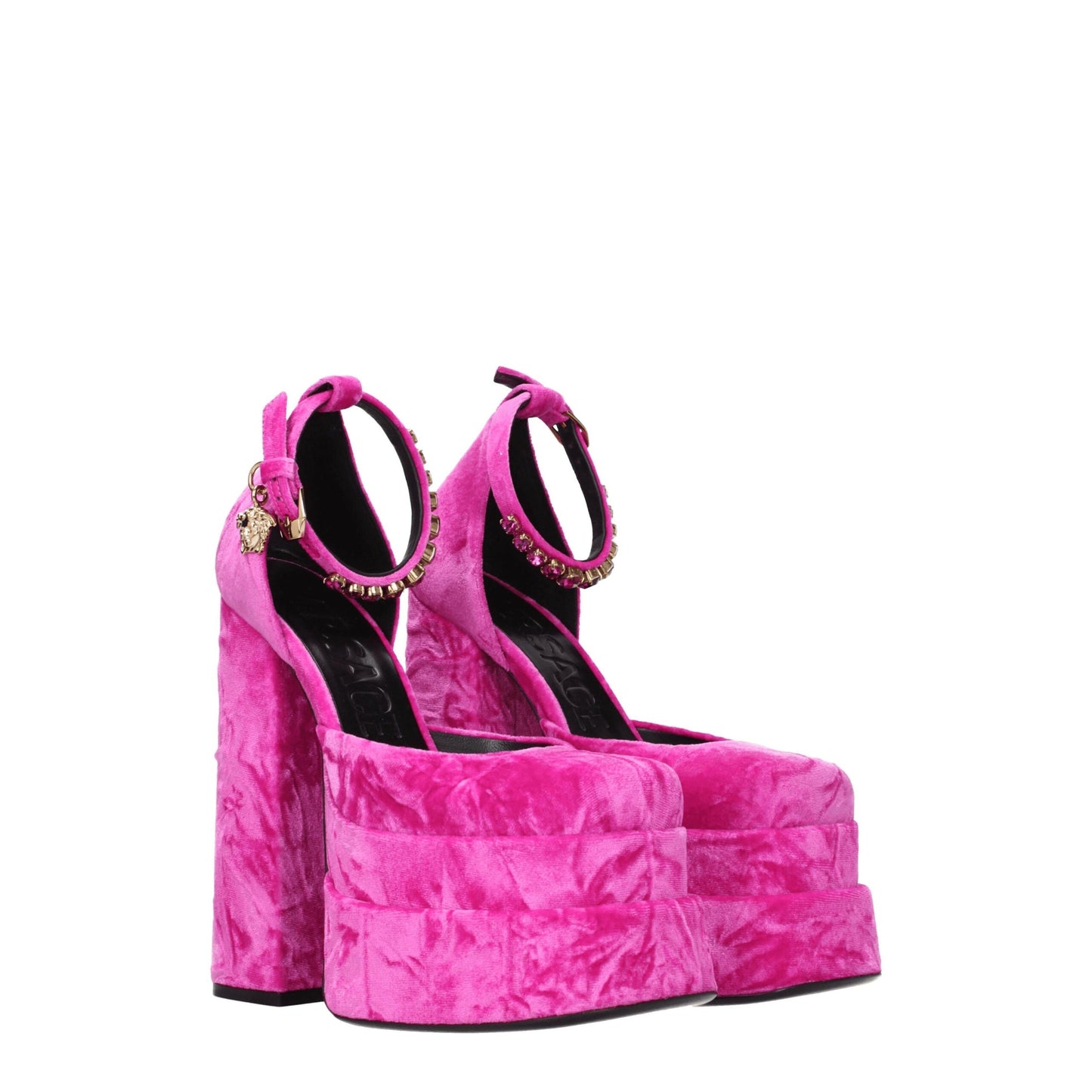 Versace Rosa Samt-Plateaus