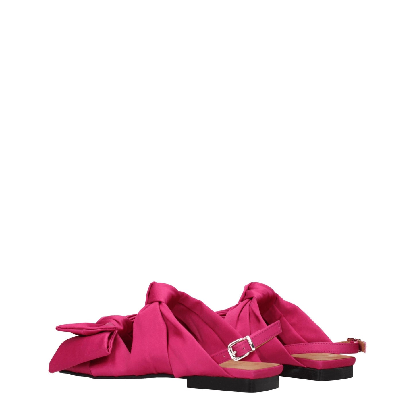 Ganni Flache Sandalen aus rosa Stoff