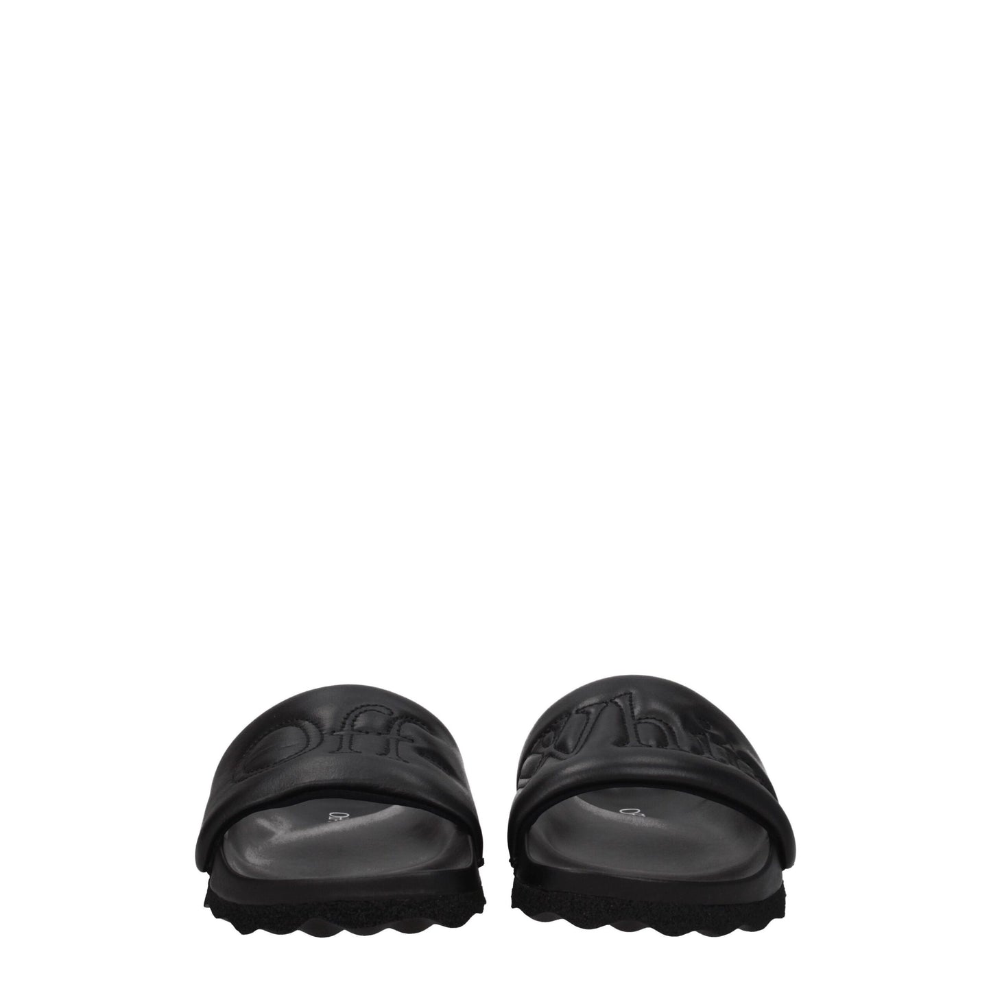 Off-White Schwarze Lederpantoffeln Sandalen