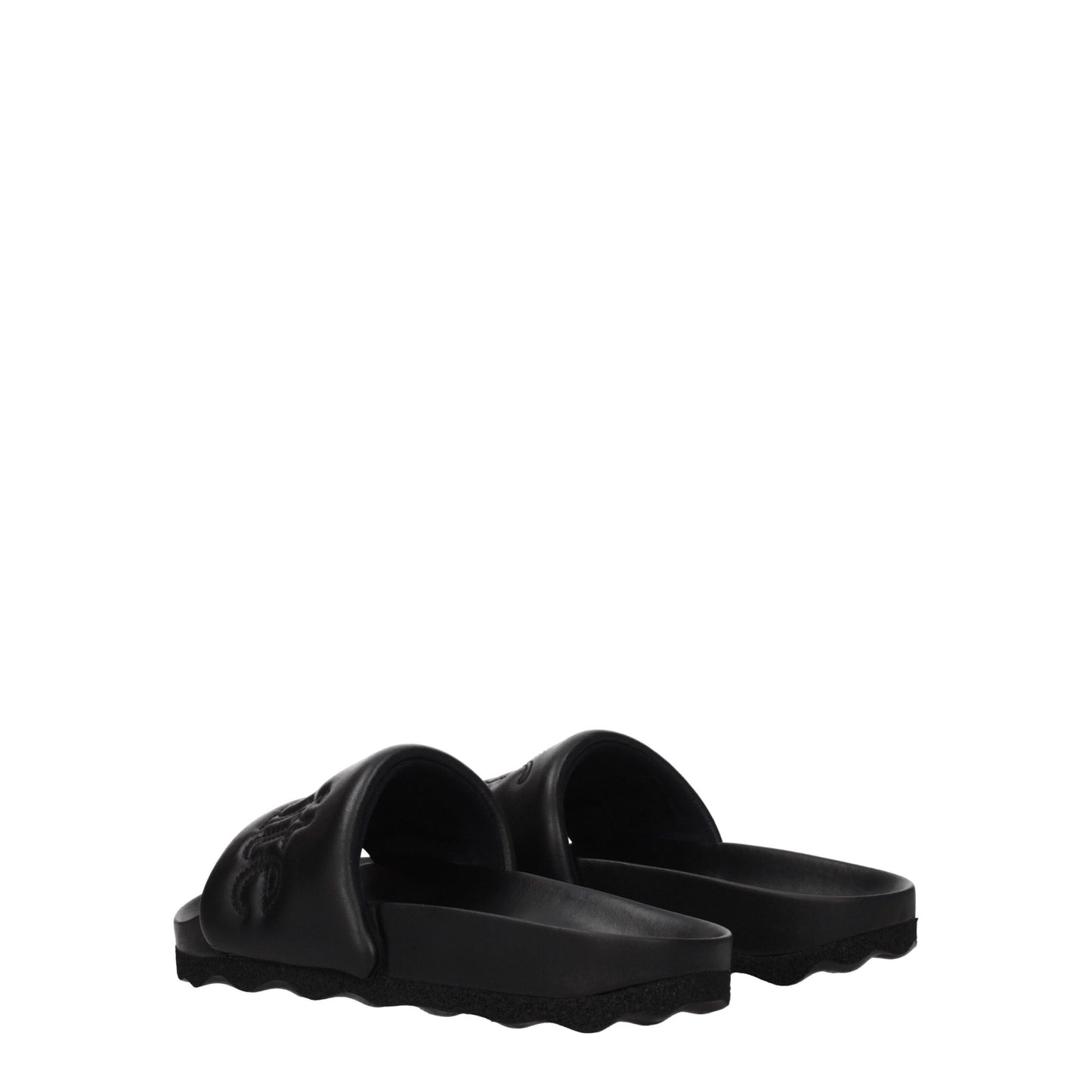 Off-White Schwarze Lederpantoffeln Sandalen
